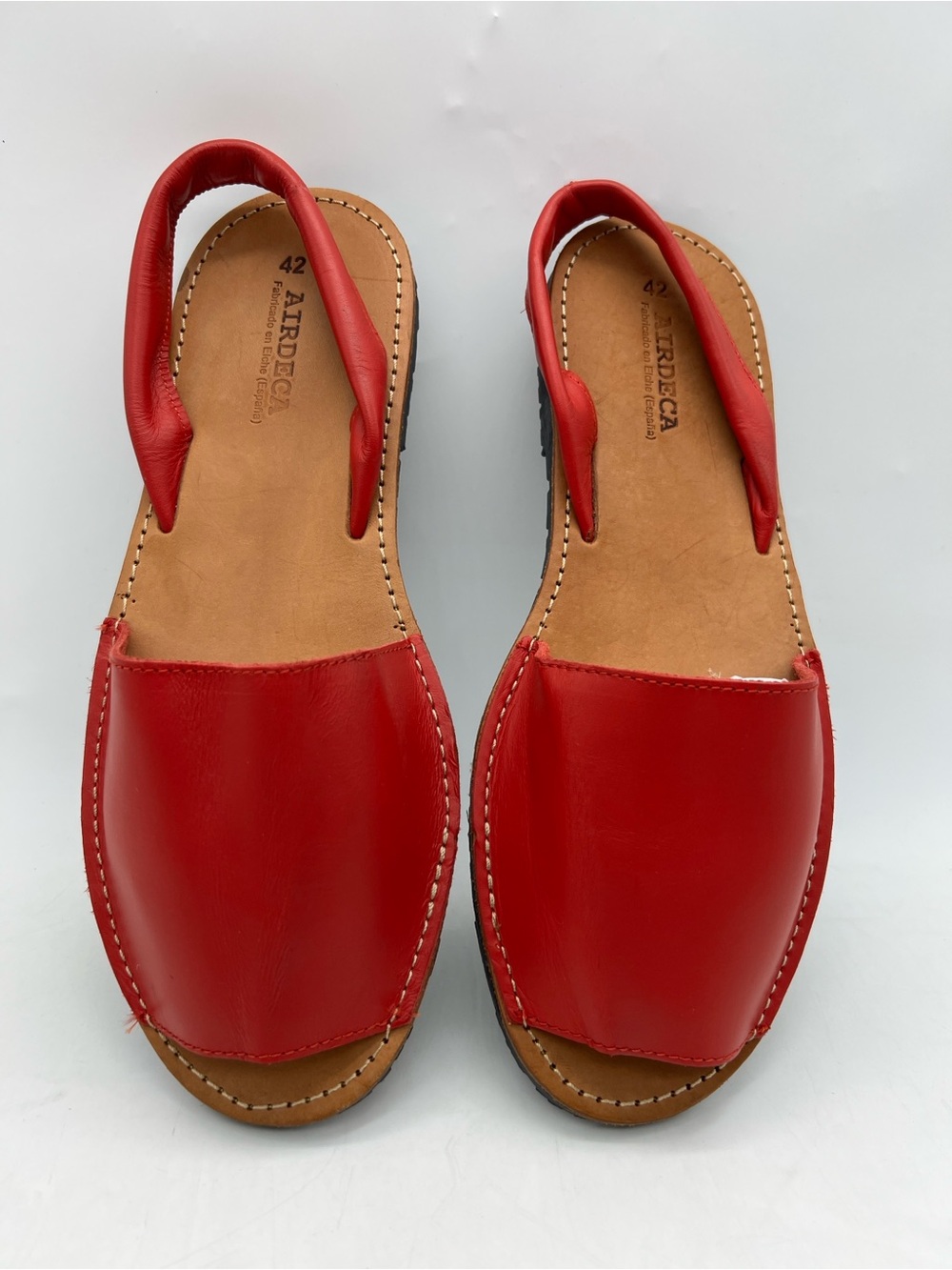 Airdeca Red Leather Avarca Style Slingback Sandals Size 42 / 11 US Made in Spain